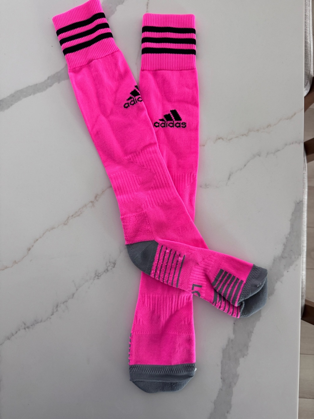 adidas Hot Pink Crew Athletic Socks with Gray Accents